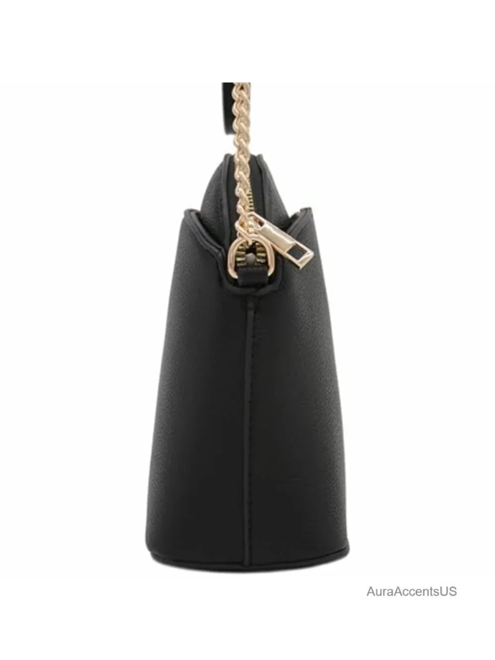 Faux Leather Small Dome Crossbody Bag with Chain Strap